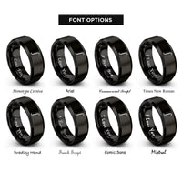 font options for inside engraving on black integral symbol rings