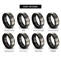 font options for inside engraving on black & gray interlaced serpent rings
