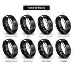 font options for inside engraving on black & gray interlaced serpent rings