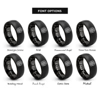 font options for inside engraving on black interlaced serpent rings