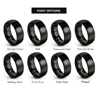 font options for inside engraving on black interlaced serpent rings
