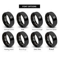 font options for inside engraving on black interlaced serpent rings