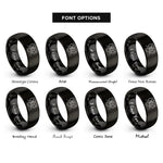 font options for inside engraving on black interlinked heart rings