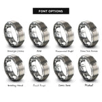 font options for inside engraving on silver interlocked fingers heart rings
