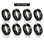 font options for inside engraving on black & gray interlocked triquetras rings