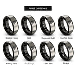 font options for inside engraving on black & silver interlocked triquetras rings