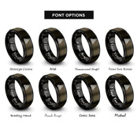 font options for inside engraving on gunmetal & black interlocked triquetras rings
