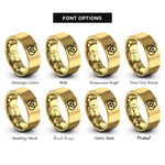 font options for inside engraving on gold interlocking circles rings