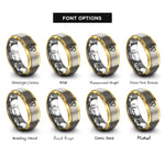 font options for inside engraving on gold & gray interlocking female symbols rings