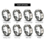 font options for inside engraving on grey interlocking female symbols rings