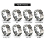 font options for inside engraving on silver interlocking female symbols rings