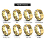 font options for inside engraving on gold & gray interlocking male symbols rings