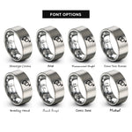 font options for inside engraving on silver interlocking male symbols rings