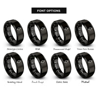 font options for inside engraving on black intersex circle symbol rings