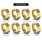 font options for inside engraving on gold intersex circle symbol rings