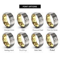 font options for inside engraving on gold & gray intersex flag rings