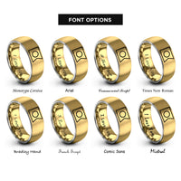 font options for inside engraving on gold & silver intersex flag rings