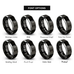 font options for inside engraving on black & gray ireland rings