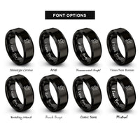 font options for inside engraving on black ireland rings