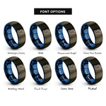 font options for inside engraving on gunmetal & blue ireland rings