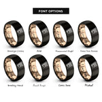 font options for inside engraving on black & rose gold ireland heart rings