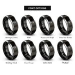 font options for inside engraving on black & gray irish coffee mug rings