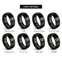 font options for inside engraving on black irish coffee mug rings