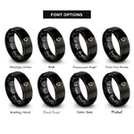 font options for inside engraving on black irish coffee mug rings