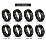 font options for inside engraving on black irish coffee mug rings