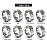 font options for inside engraving on gray irish coffee mug rings