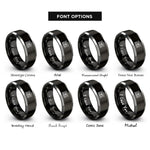 font options for inside engraving on black & grey iron bats rings