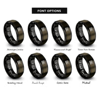 font options for inside engraving on gunmetal & black iron bats rings