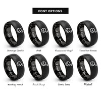 font options for inside engraving on black iron mars rings