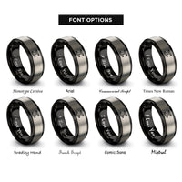 font options for inside engraving on black & grey ironworker i beam rings