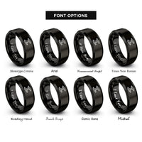 font options for inside engraving on black ironworker i beam rings