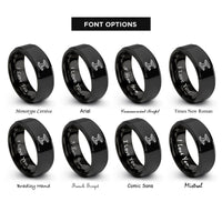 font options for inside engraving on black ironworker i beam rings