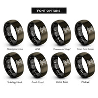 font options for inside engraving on gunmetal & black ironworker i beam rings