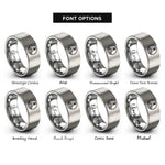 font options for inside engraving on gray island beacon circle rings