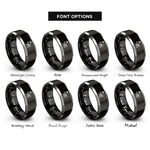 font options for inside engraving on black & silver island kayak wave rings