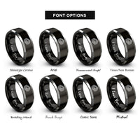 font options for inside engraving on black & gray island shoreline contours rings