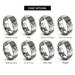 font options for inside engraving on silver island shoreline contours rings