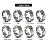 font options for inside engraving on silver island shoreline contours rings