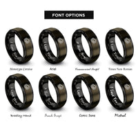 font options for inside engraving on gunmetal & black island shoreline contours rings