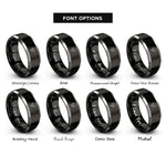 font options for inside engraving on black & gray isle of man rings