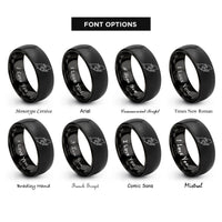 font options for inside engraving on black isle of man rings