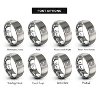 font options for inside engraving on silver isobar lines rings