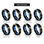 font options for inside engraving on black & blue & grey isobars pressure lines rings