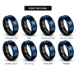 font options for inside engraving on black & blue isobars pressure lines rings