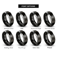 font options for inside engraving on black & gray isobars pressure lines rings