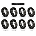 font options for inside engraving on black & grey isometric cube grid rings